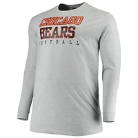 Men's Fanatics Heathered Gray Chicago Bears Big & Tall Practice Long Sleeve T-Shirt