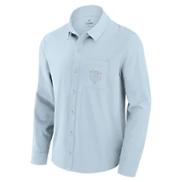 Chemise boutonnée à manches longues Fanatics pour hommes, bleu clair, Chicago Bears Front Office