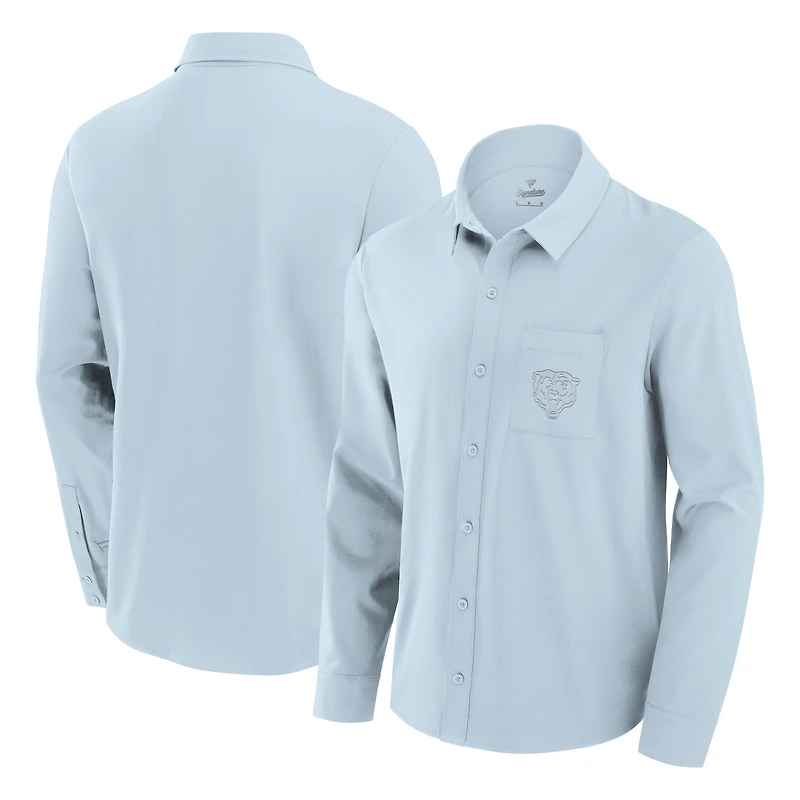 Chemise boutonnée à manches longues Fanatics pour hommes, bleu clair, Chicago Bears Front Office