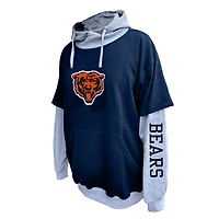 Men's Fanatics Navy/Heather Gray Chicago Bears Big & Tall Twofer Pullover Hoodie