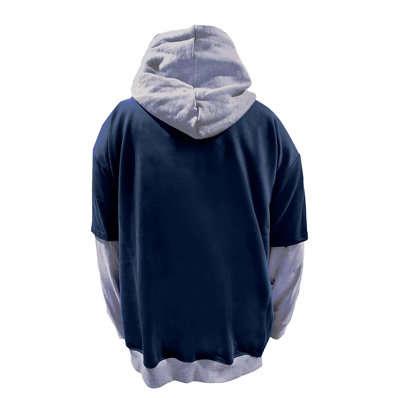 Men's Fanatics Navy/Heather Gray Chicago Bears Big & Tall Twofer Pullover Hoodie