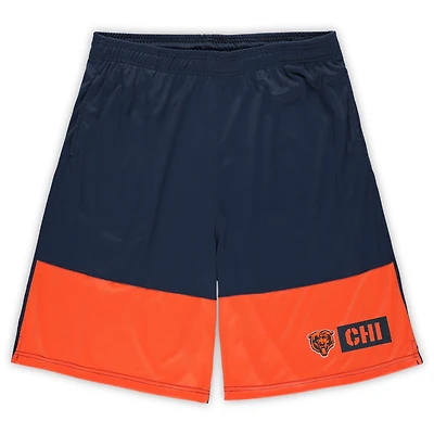 Short de performance Fanatics bleu marine/orange pour homme des Chicago Bears