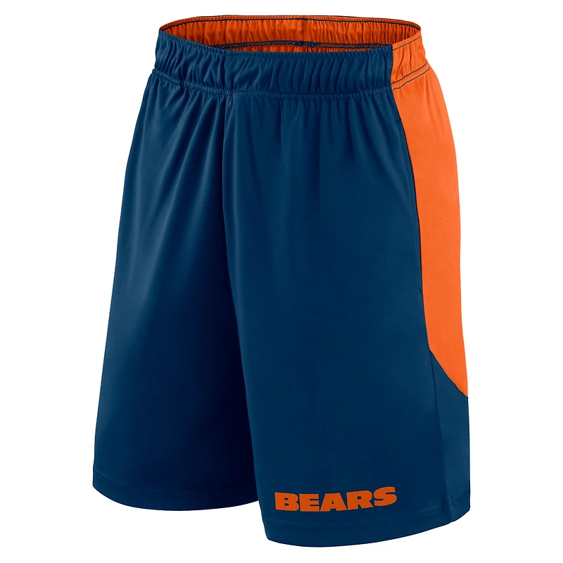 Short de lancement Fanatics bleu marine/orange pour homme des Chicago Bears