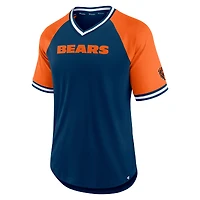 Men's Fanatics Navy/Orange Chicago Bears Second Wind Raglan V-Neck T-Shirt