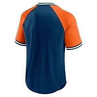 Men's Fanatics Navy/Orange Chicago Bears Second Wind Raglan V-Neck T-Shirt
