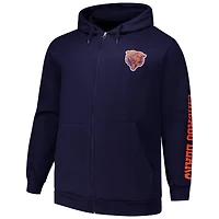 Sweat à capuche zippé manches longues et col rond pour homme Fanatics Navy Chicago Bears