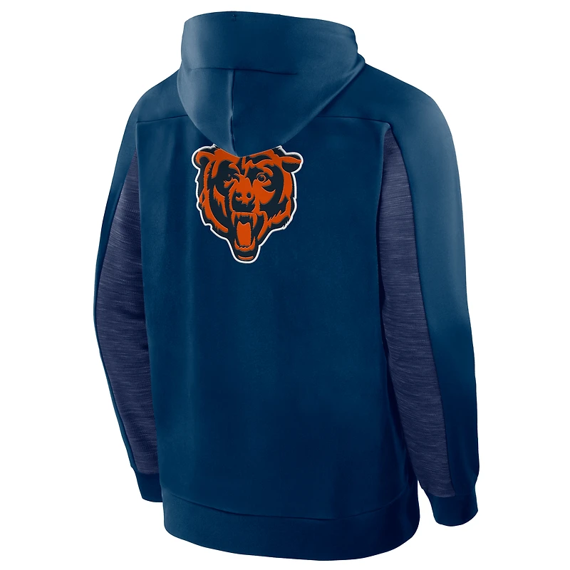 Sweat à capuche zippé bleu marine Chicago Bears Checkdown Pass pour homme