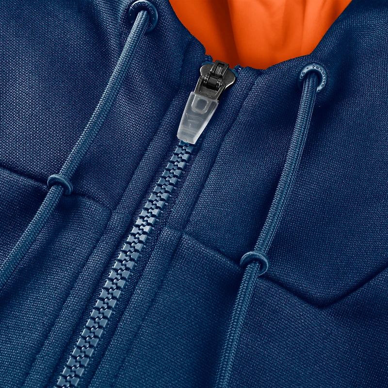 Sweat à capuche zippé bleu marine Chicago Bears Checkdown Pass pour homme