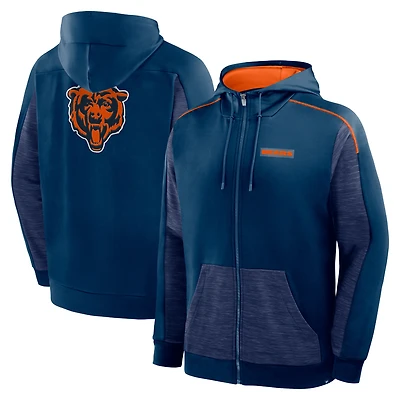 Sweat à capuche zippé bleu marine Chicago Bears Checkdown Pass pour homme