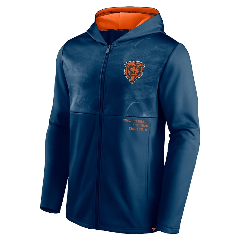 Veste à capuche entièrement zippée Fanatics pour hommes, bleu marine, Chicago Bears Defender