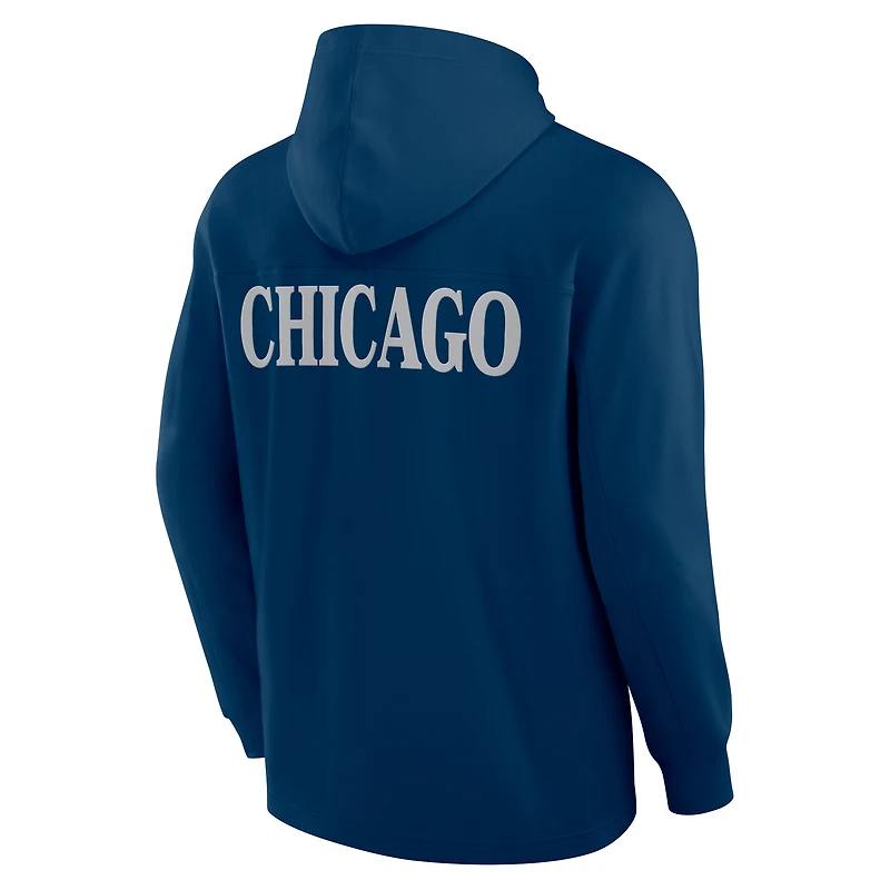 T-shirt à capuche manches longues pour homme Fanatics Navy Chicago Bears Elements Blaze Tri-Blend