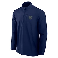 Men's Fanatics Navy Chicago Bears Front Office Micro Tonal Quarter-Zip Pullover