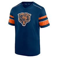 T-shirt à col en V texturé Fanatics Navy Chicago Bears pour hommes