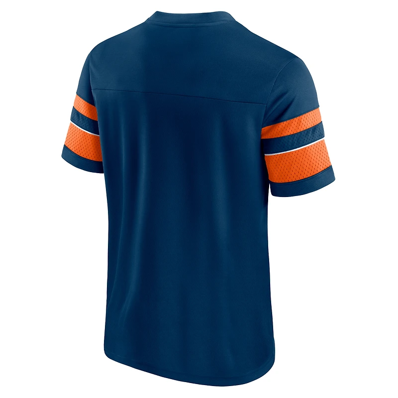 T-shirt à col en V texturé Fanatics Navy Chicago Bears pour hommes