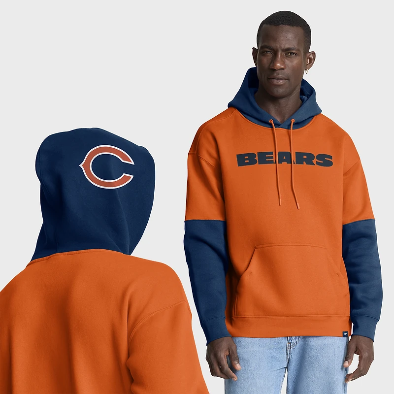Men's Fanatics Orange/Navy Chicago Bears Helmet Pullover Hoodie