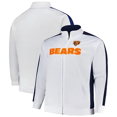 Veste de survêtement zippée en tricot Fanatics blanche Chicago Bears pour homme, grande et taille