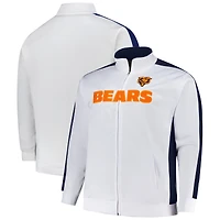 Veste de survêtement zippée en tricot Fanatics blanche Chicago Bears pour homme, grande et taille