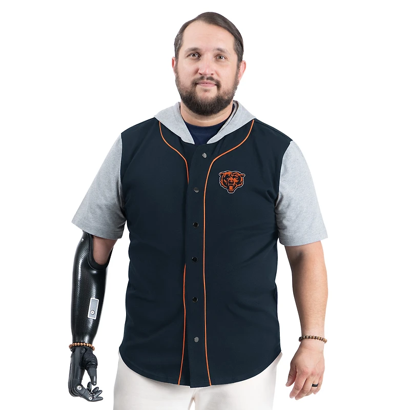 Men's G-III Sports by Carl Banks  Navy Chicago Bears Adaptive Home Team Magnetic Button-Up Top