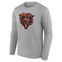 T-shirt à manches longues gris authentique pour homme des Chicago Bears, personnalisé avec nom et numéro.
