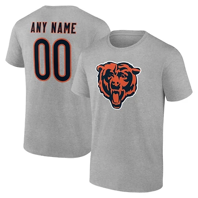 Men's Gray Chicago Bears Team Authentic Personalized Name & Number T-Shirt