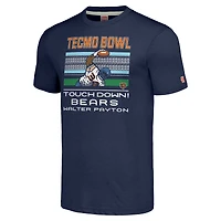 T-shirt à manches longues pour homme avec logo en hommage Walter Payton des Chicago Bears Tecmo Bowl, joueur retraité, bleu marine