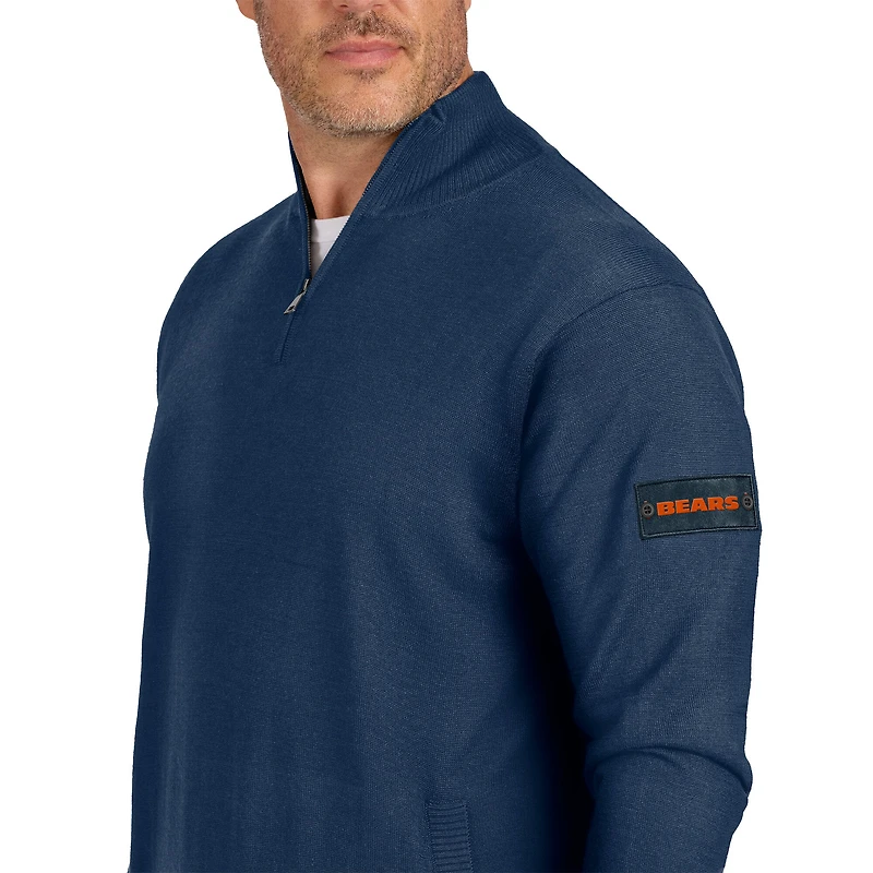 Men's J. Palmer Navy Chicago Bears Franchise Quarter-Zip Sweater