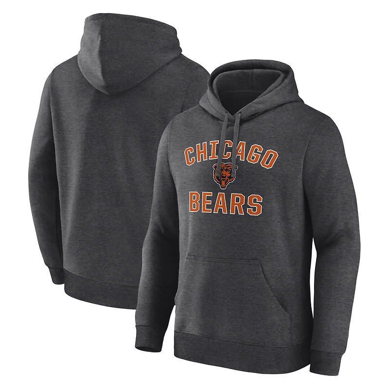 Sweat à capuche Chicago Bears Arch Victory, couleur gris chiné anthracite, avec logo athlétique pour homme