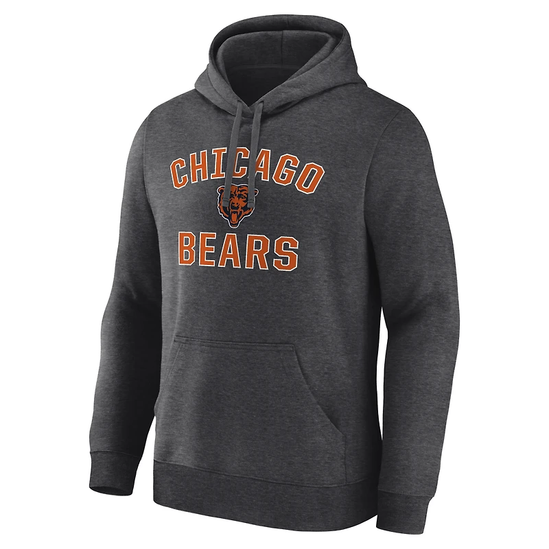 Sweat à capuche Chicago Bears Arch Victory, couleur gris chiné anthracite, avec logo athlétique pour homme
