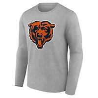 Men's Logo Athletic Heather Gray Chicago Bears Primary Long Sleeve T-Shirt