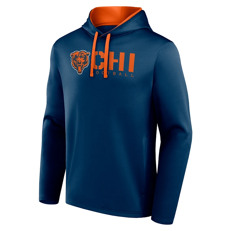 Men's Logo Athletic Navy Chicago Bears Head Start Pullover Hoodie