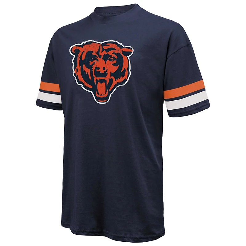 T-shirt surdimensionné pour homme Majestic Threads Caleb Williams bleu marine avec nom et numéro des Chicago Bears