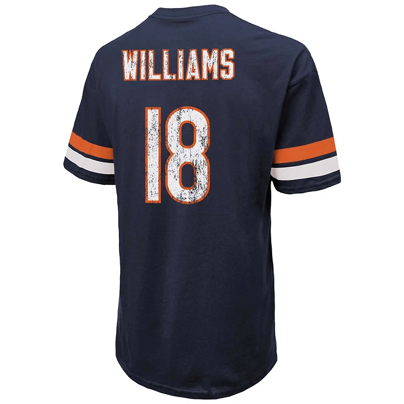 T-shirt surdimensionné pour homme Majestic Threads Caleb Williams bleu marine avec nom et numéro des Chicago Bears
