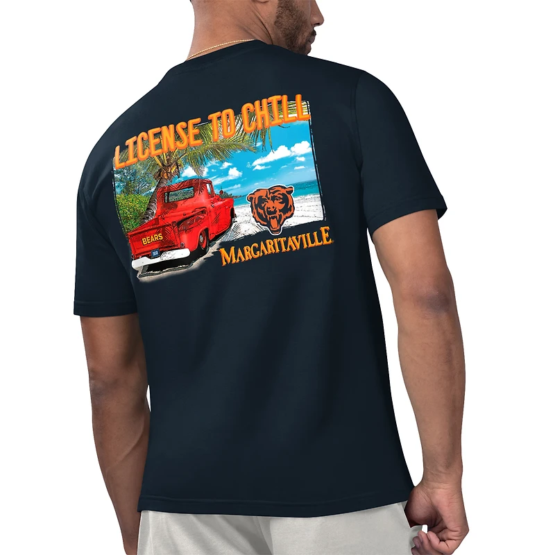 Men's Margaritaville Navy Chicago Bears License to Chill T-Shirt