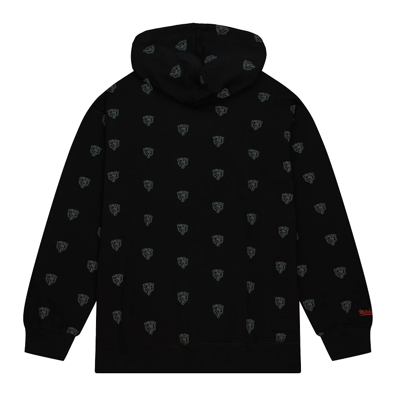 Sweat à capuche noir en polaire imprimé intégral des Chicago Bears Mitchell & Ness pour hommes