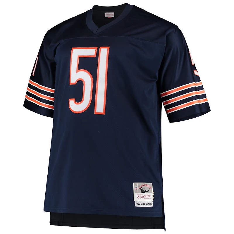 Maillot de réplique joueur retraité Mitchell & Ness Dick Butkus Navy Chicago Bears Big Tall 1966 pour hommes