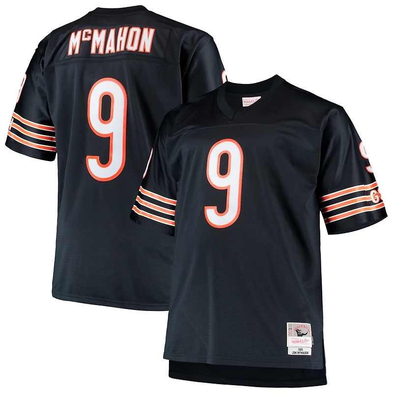Maillot réplique Mitchell & Ness Jim McMahon bleu marine des Chicago Bears, grandes tailles, 1985, joueur retraité.