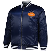 Men's Mitchell & Ness Navy/Silver Chicago Bears Big Tall Throwback Reversible Full-Zip Jacket