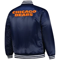 Men's Mitchell & Ness Navy/Silver Chicago Bears Big Tall Throwback Reversible Full-Zip Jacket