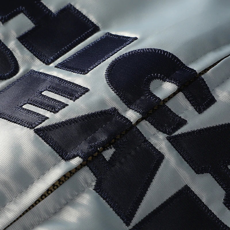 Men's Mitchell & Ness Navy/Silver Chicago Bears Big Tall Throwback Reversible Full-Zip Jacket