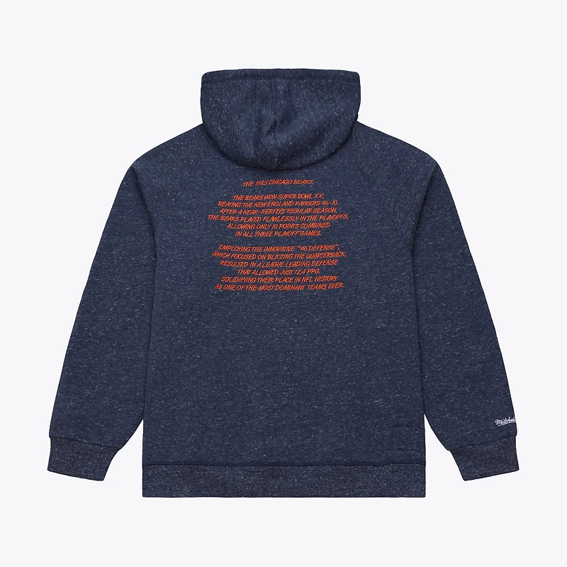 Sweat à capuche Mitchell & Ness bleu marine pour homme, Chicago Bears, champions du Super Bowl 1985, série de victoires