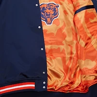Veste à boutons-pression en satin double duvet bleu marine Chicago Bears de Mitchell & Ness pour homme