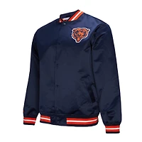 Veste à boutons-pression en satin double duvet bleu marine Chicago Bears de Mitchell & Ness pour homme