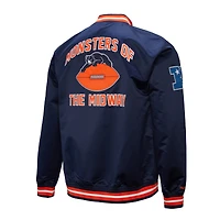 Veste à boutons-pression en satin double duvet bleu marine Chicago Bears de Mitchell & Ness pour homme