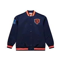 Veste à boutons-pression en satin double duvet bleu marine Chicago Bears de Mitchell & Ness pour homme