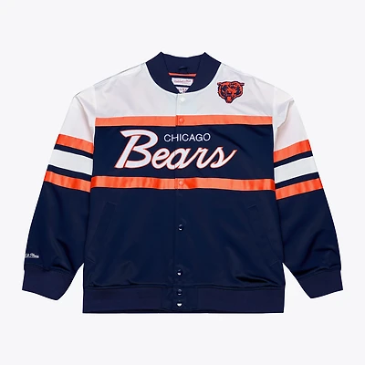 Men's Mitchell & Ness  Navy Chicago Bears Head Coach Lightweight Full-Snap Satin Jacket
