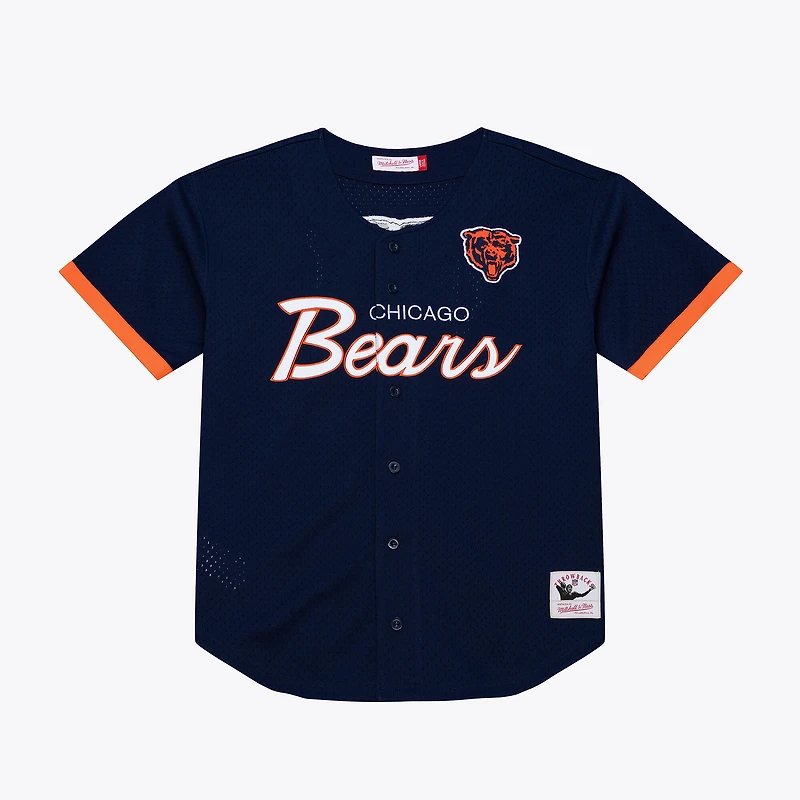 Maillot de mode Mitchell & Ness bleu marine Chicago Bears Head Coach en maille à boutons pour homme