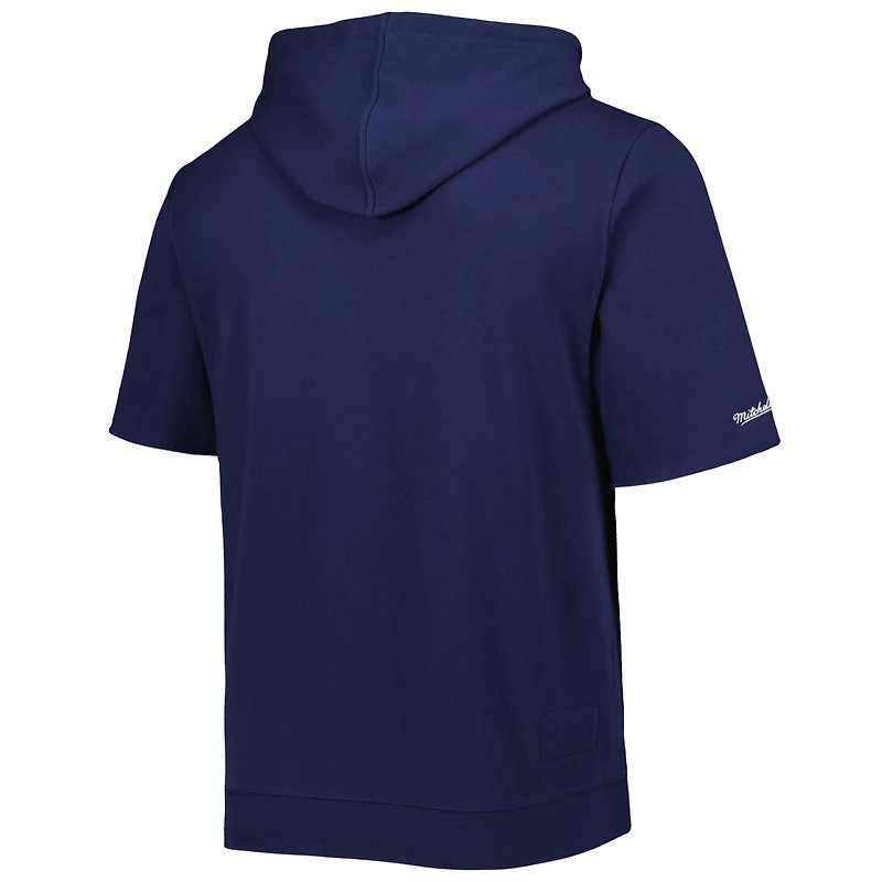 Sweat à capuche délavé manches courtes bleu marine Chicago Bears pour homme Mitchell & Ness