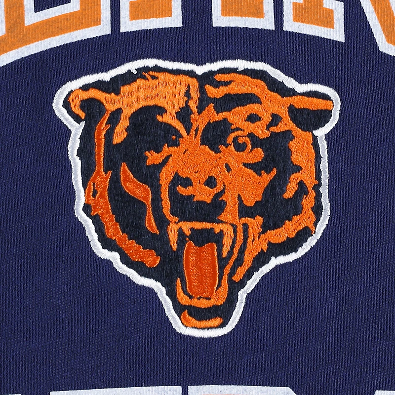 Sweat à capuche délavé manches courtes bleu marine Chicago Bears pour homme Mitchell & Ness