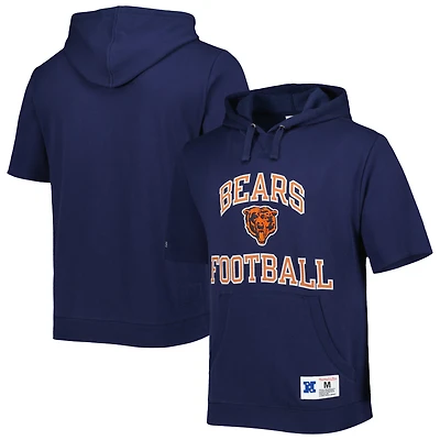 Sweat à capuche délavé manches courtes bleu marine Chicago Bears pour homme Mitchell & Ness