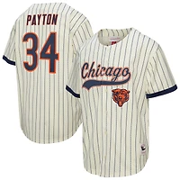 Men's Mitchell & Ness Walter Payton Cream Chicago Bears Name Number Mesh Button-Up Baseball Jersey
